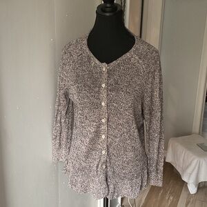 P358. Vintage Women's Multicolour Button-Up Sweater| L
